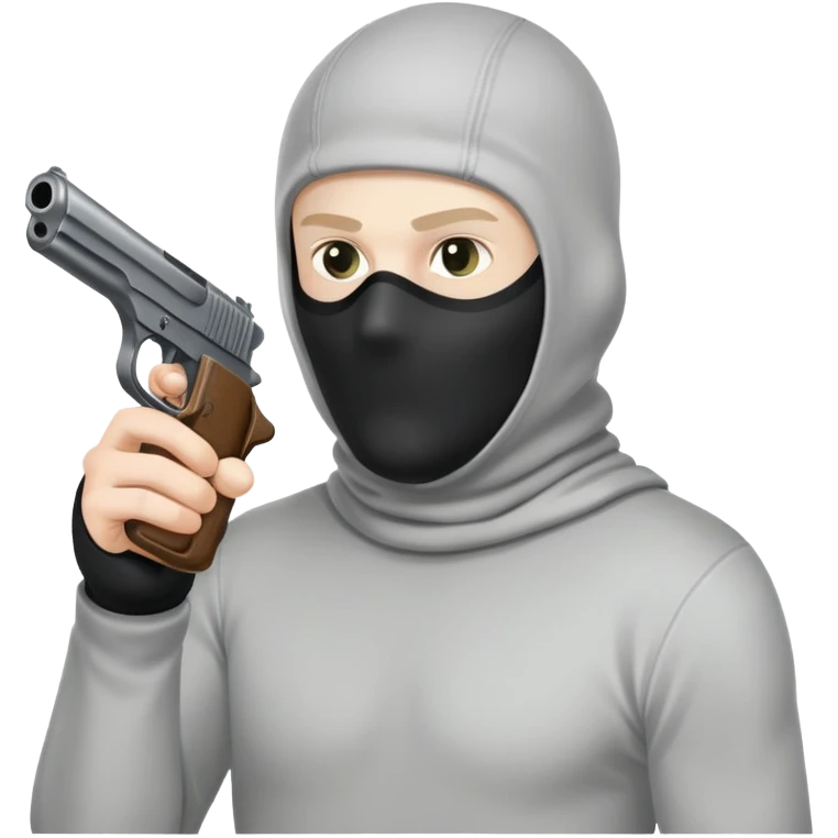 guy in a balaclava shooting a pistol with bullet firing emoji