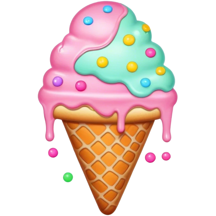 Melted neon kawaii pastel ice cream pizza emoji