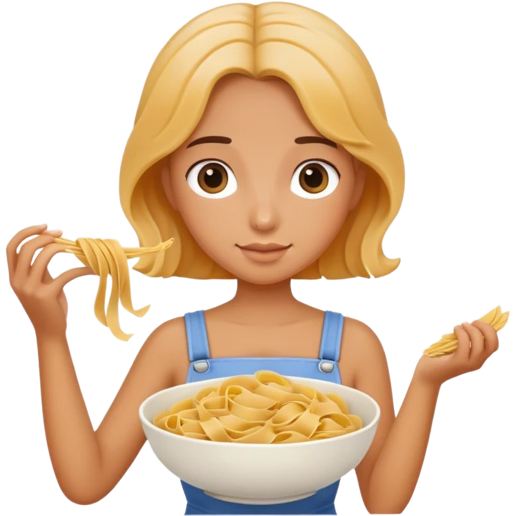 girl holding bowl full of pasta emoji