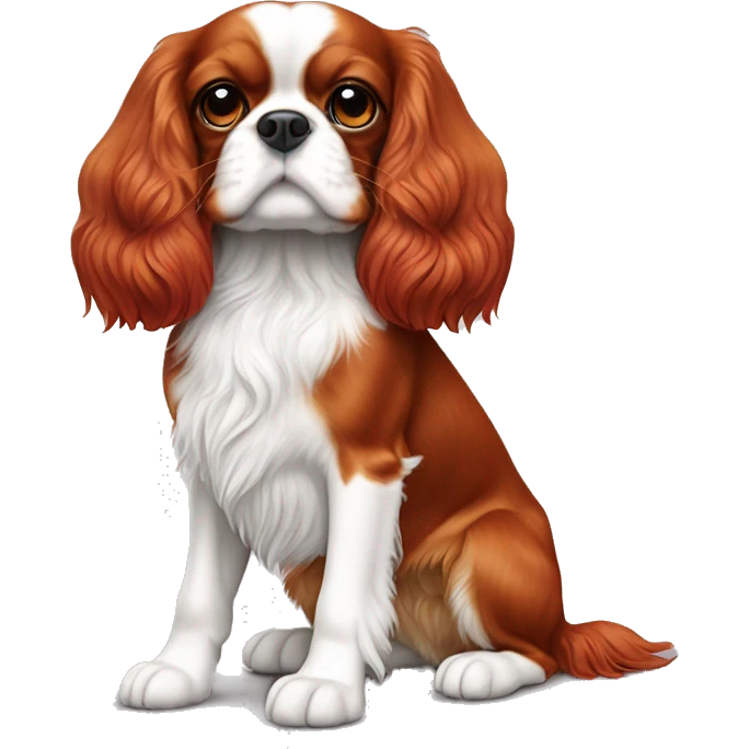Ruby coloured cavalier King Charles full body no white fur all red emoji