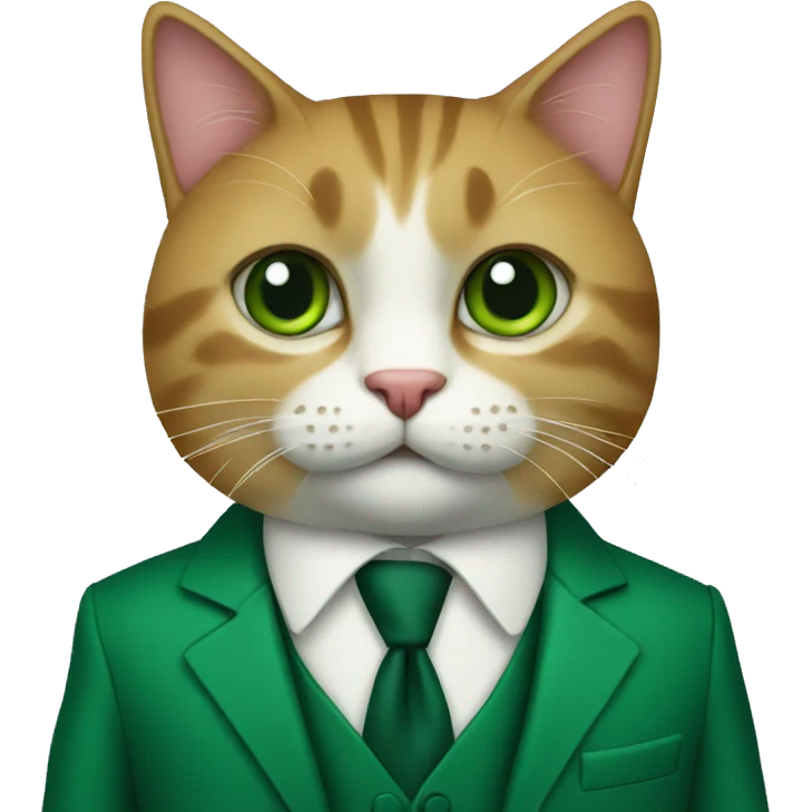 the cat in a green formal cassic suit emoji