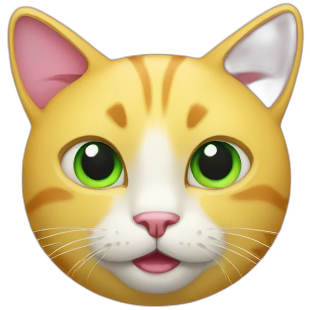 round yellow cat with green eyes and pink nose emoji