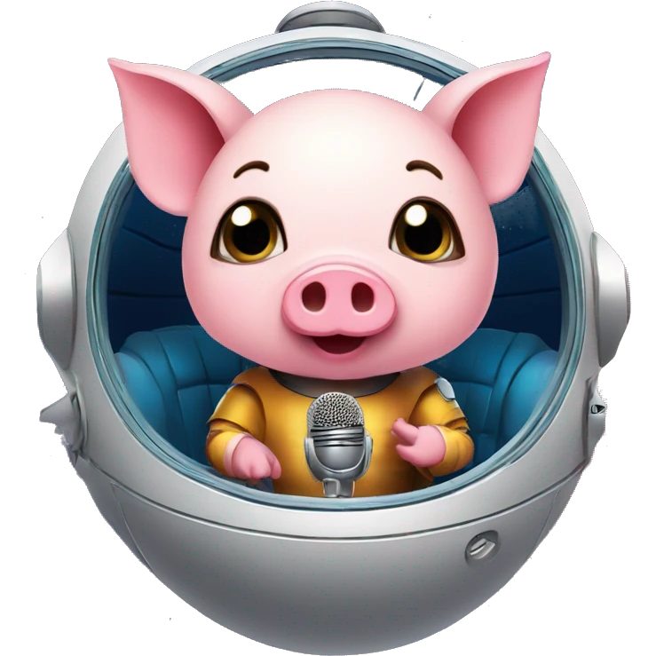 cute lil piggy on a spaceship to mars doing karaoke emoji