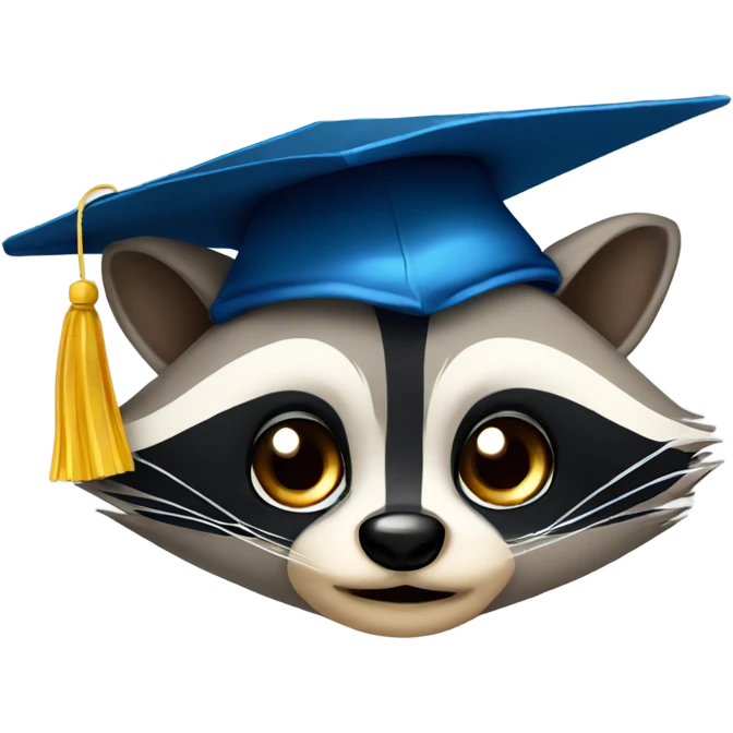 raccoon face wink eyes with graduation hat emoji