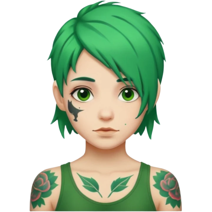 Green hair and tattoos emoji