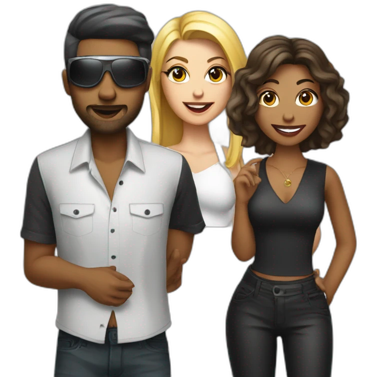 a lady photographer with a dj and a vocalist emoji