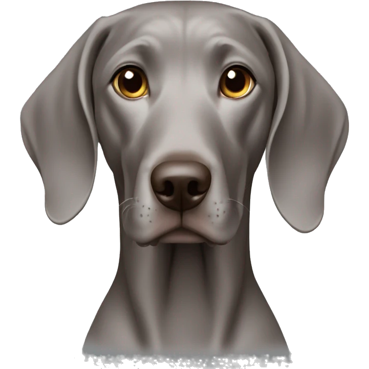 A female weimaraner with a superior face emoji