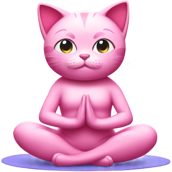 Pink cat doing yoga emoji