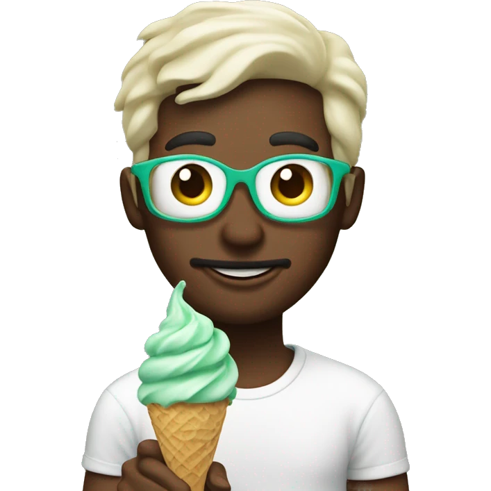 Man enjoying mint chip ice cream  emoji