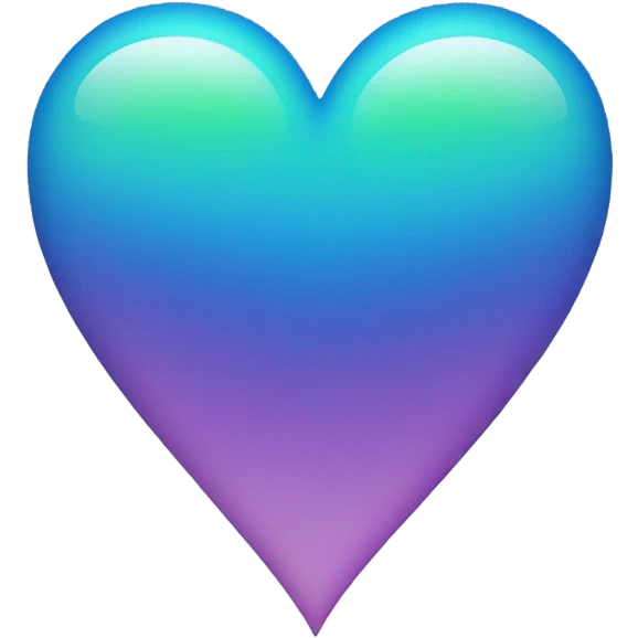 Blue gradient heart with little bit of green in the middle emoji