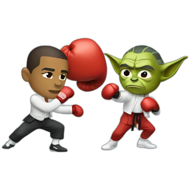Barack Obama boxing with yoda emoji
