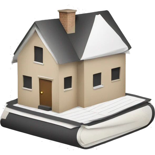 a house icon and a stack of paper or a single document with a visible home symbol on it. The design should be simple, clean, and convey the concept of home-related paperwork or documentation, with a polished appearance similar to typical emoji artwork. emoji