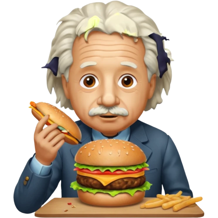 Albert einstein eating a burger emoji