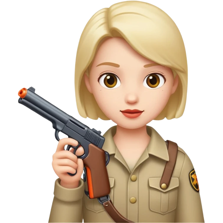 character holding a toy gun, playful expression emoji
