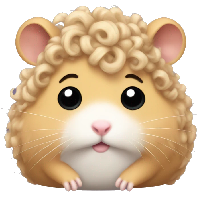 sad hamster with curly hair emoji
