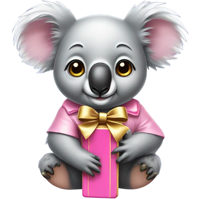Koala with a pink bow on head with gold bar  emoji