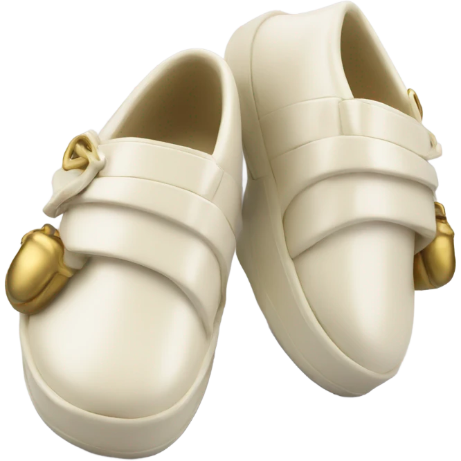 Slide shoes cream color gold  emoji