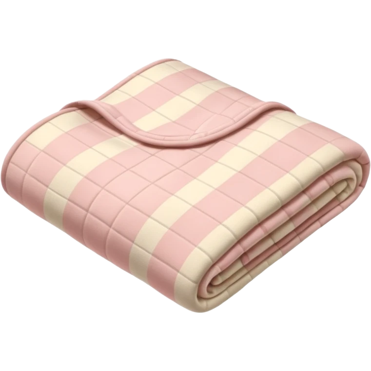 Folded beige and baby pink checkered blanket emoji