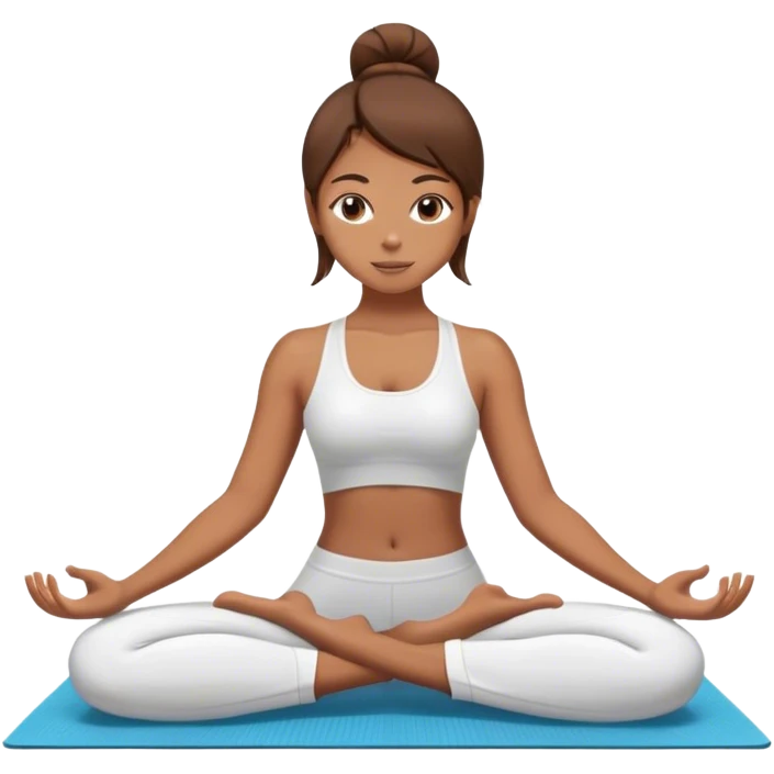 Tan girl with straight brown hair doing yoga emoji