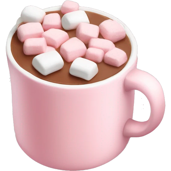 Light Pink mug of hot chocolate with marshmallows  emoji