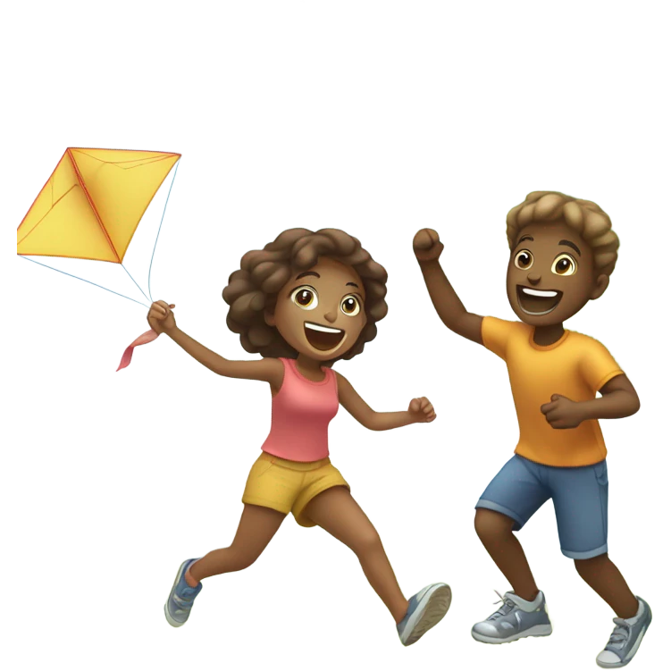 boy and girl enjoying outdoor fun emoji