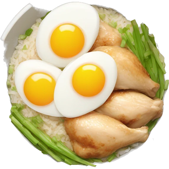 chicken rice bowl with two eggs emoji