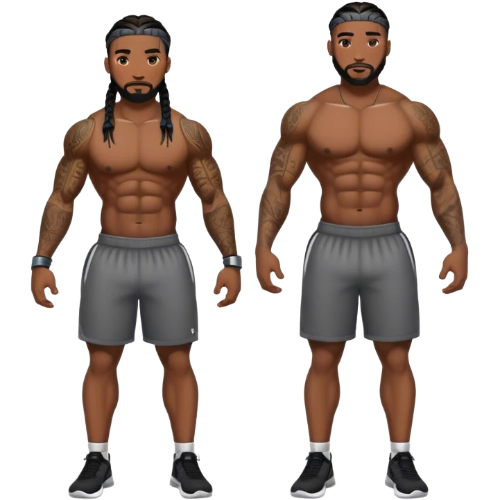 Buff black man with braids and tattoos at gym  emoji