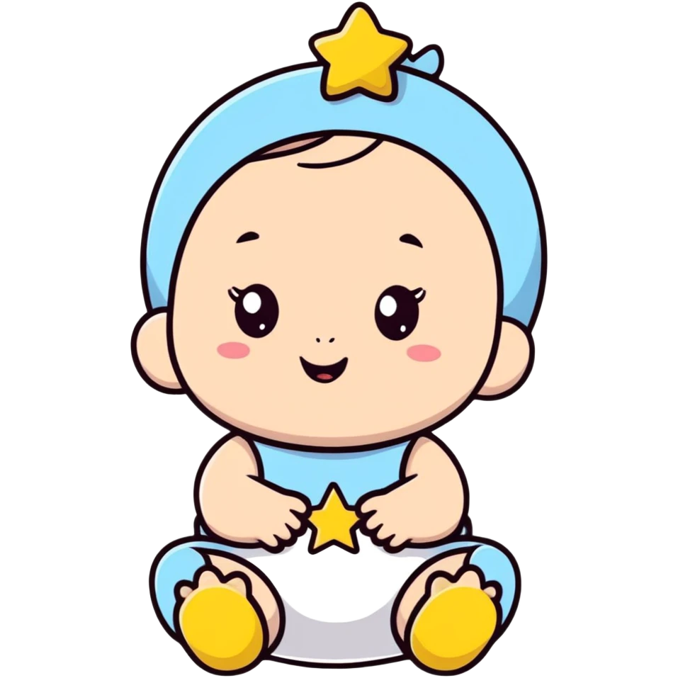 adorable baby with star-shaped accessories emoji