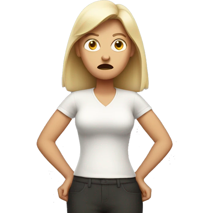 angry white woman figure with two hands put on the sides of her belly emoji