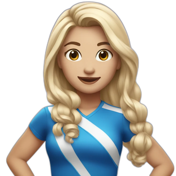 Cheer Girl in blue blonde hair emoji