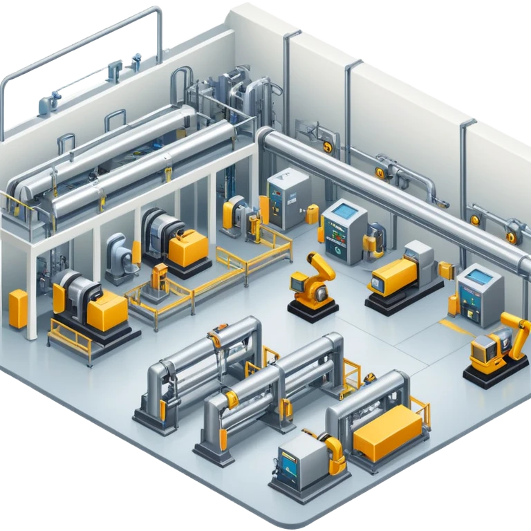 production hall with machines and assembly line emoji