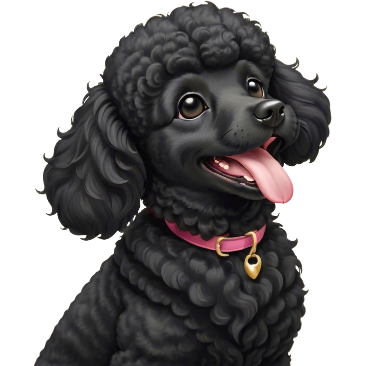 Cinematic Cute Yawning Black Poodle Portrait Emoji, Head tilted slightly with a dramatic, wide-open yawn, displaying a soft, curly jet-black Fur with a refined texture, floppy ears slightly drooping, round dark eyes barely open in drowsy contentment, Simplified yet irresistibly adorable features, highly detailed, glowing with a soft, cozy glow, high shine, relaxed yet expressive, stylized with a touch of whimsy, bright and endearing, soft glowing outline, capturing the essence of a sleepy yet affectionate companion, so drowsy it feels like it could stretch right out of the screen and curl up for a nap! emoji