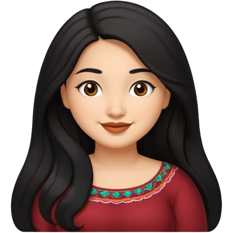 Brown Mexican curvy girl with long black hair  emoji