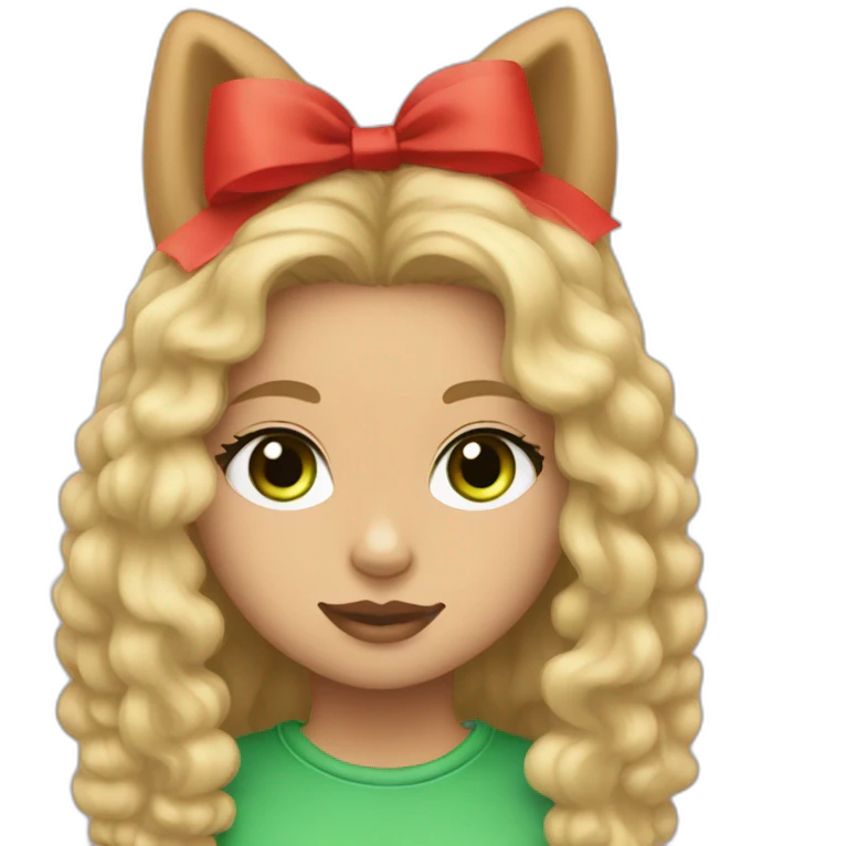 light-skinned-girl-with-green-eyes-wolk-with-red-pomeranian emoji