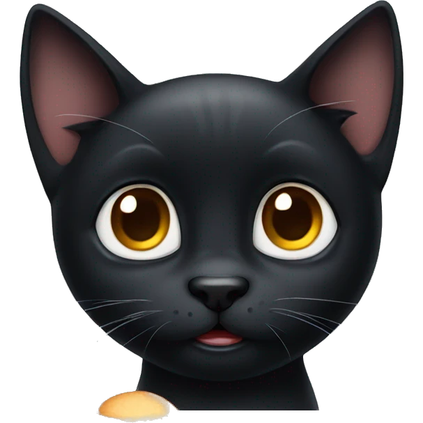 Black cat with sad puppy eyes begging for food emoji