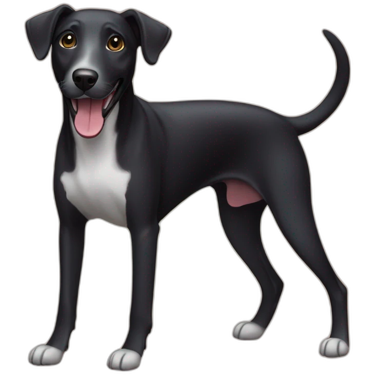 Black dog labrador whippet cross happy face  emoji