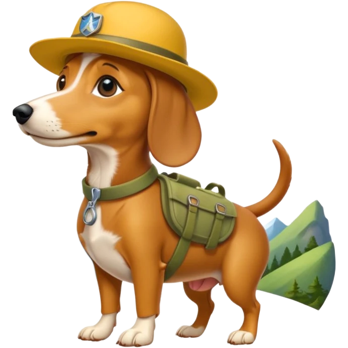 yellow weiner dog hiking ranger  emoji