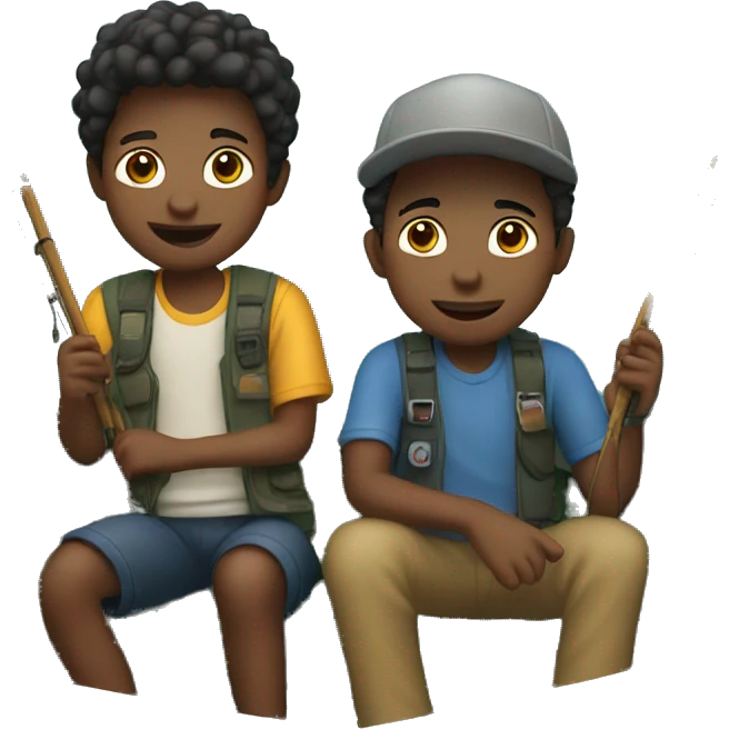two boys on a fishing boat emoji
