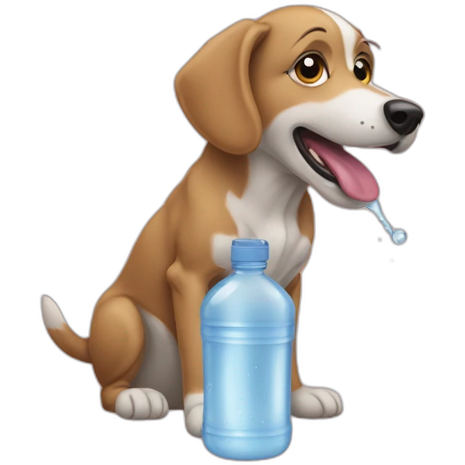 dog licking water bottle emoji