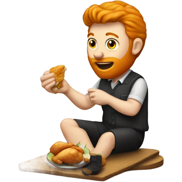  ginger man eating chicken  emoji