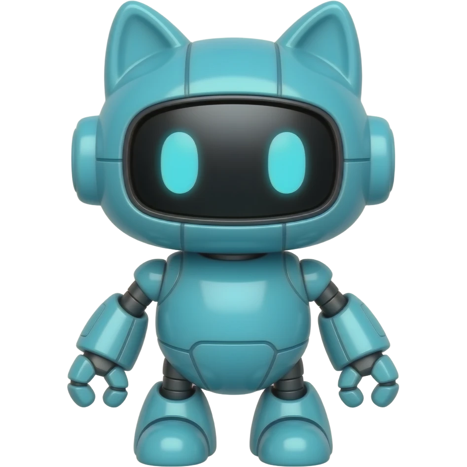 Cat-shaped cyan,Toy Robot. emoji