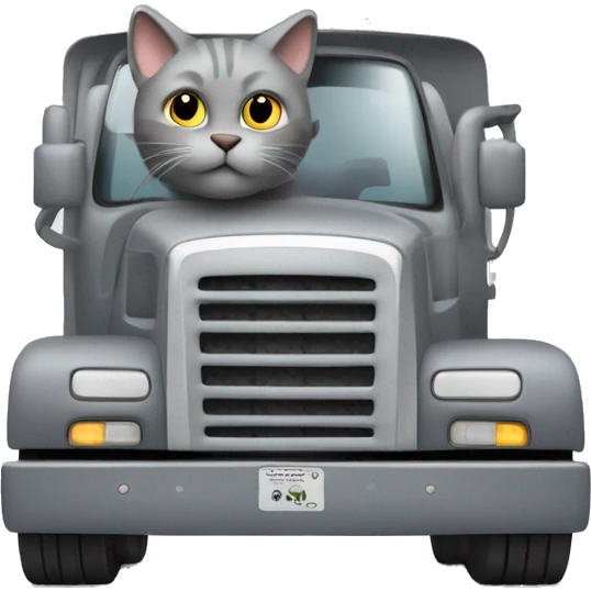 Gray cat driving a diesel truck emoji