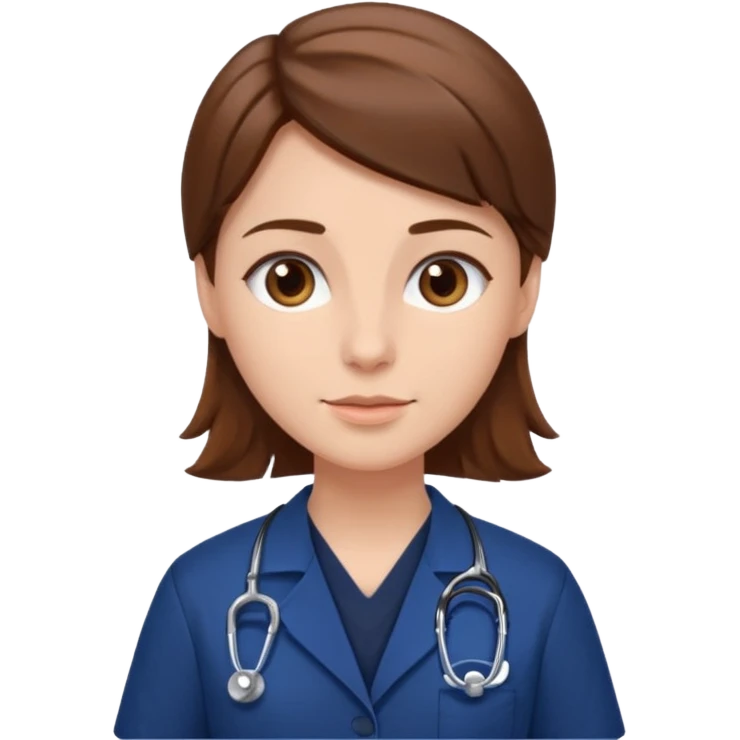 doctor con uniforme azul oscuro cabello marron emoji
