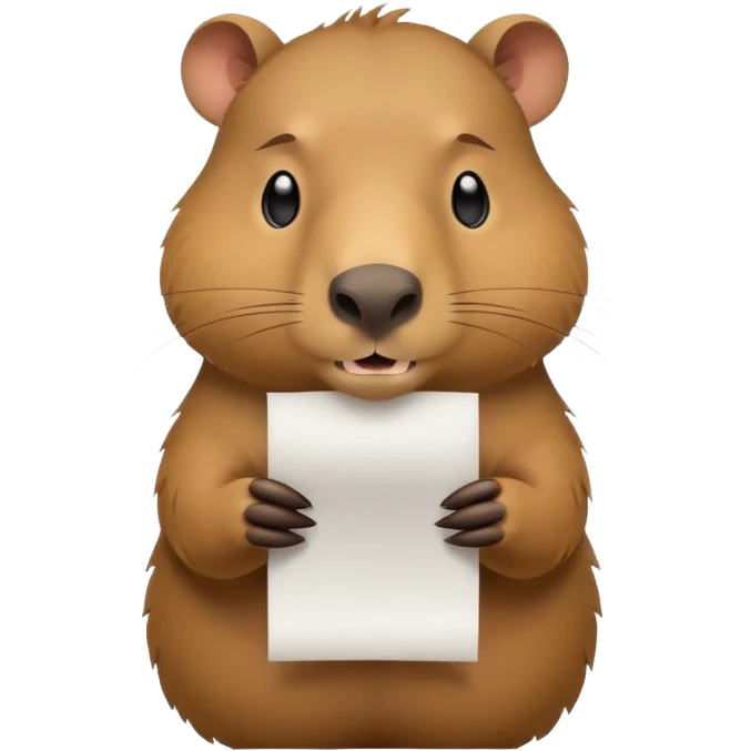 emoji of capibara chewing white paper, full height emoji