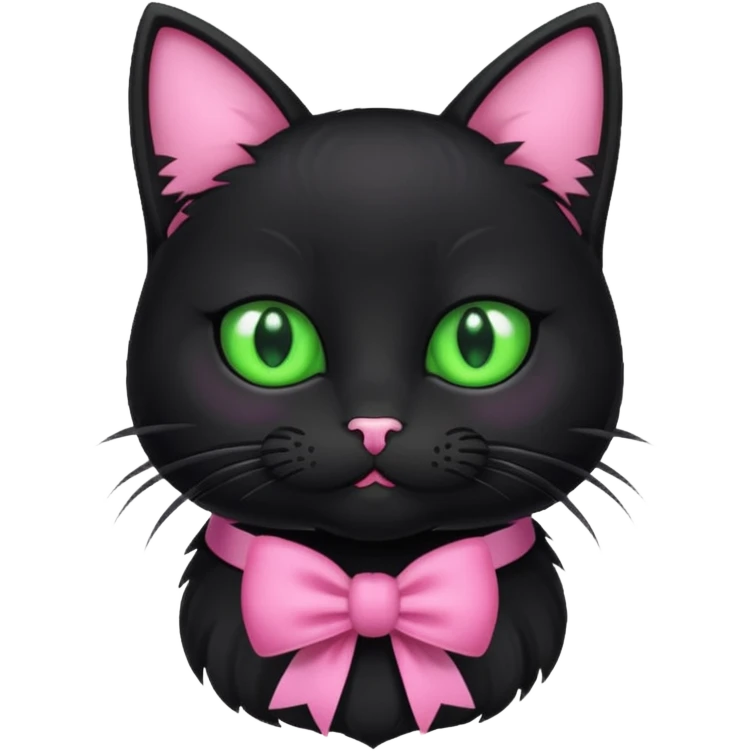 A black cat with a pink bow around its neck emoji
