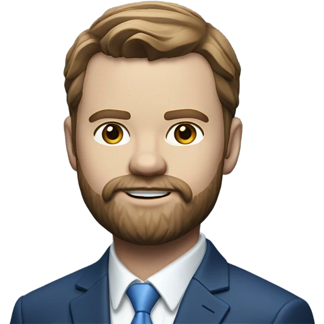 A photorealistic J.D. Vance with a beard and wearing a blue suit and white shirt emoji
