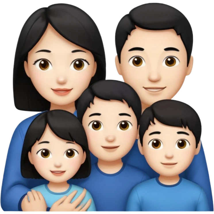 Family korean male x russian female + black hair kid emoji