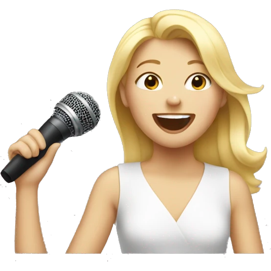 blonde girl singing joyfully emoji