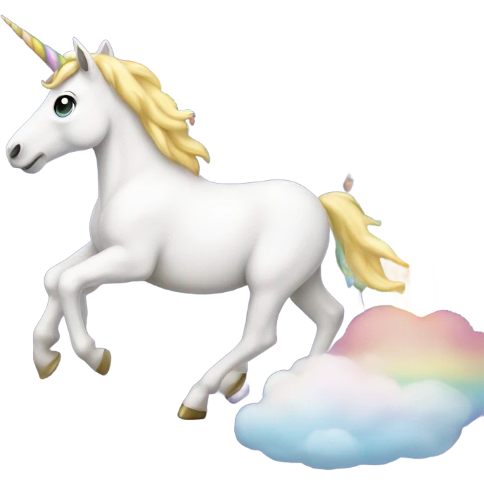 Unicorn walking across a rainbow emoji