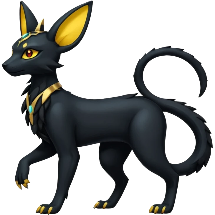 Black Dark Furry Fluffy Modern Futuristic Cyber-Umbreon-Salandit-Bastet-Anubis-fusion full body emoji